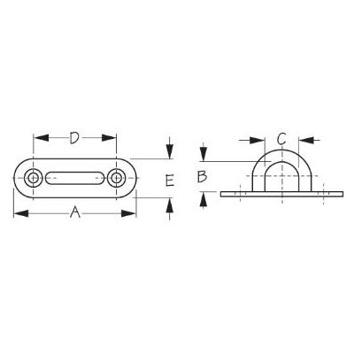 Stainless Steel Kayak Motor Lift Oblong Eye Plates - Seadog