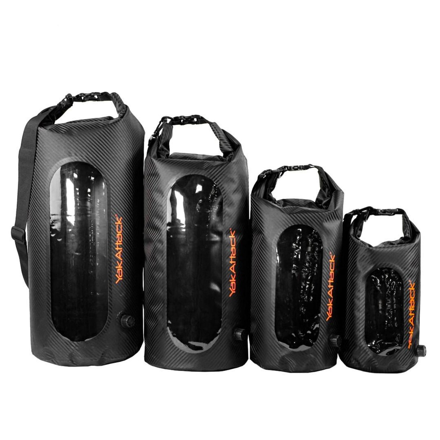 YakAttack Roll-Top Drybags with Air Valve, Black Carbon