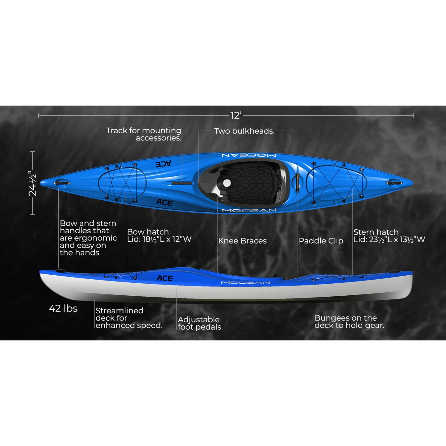12' Mocean Kayak Ace Lightweight Kayak