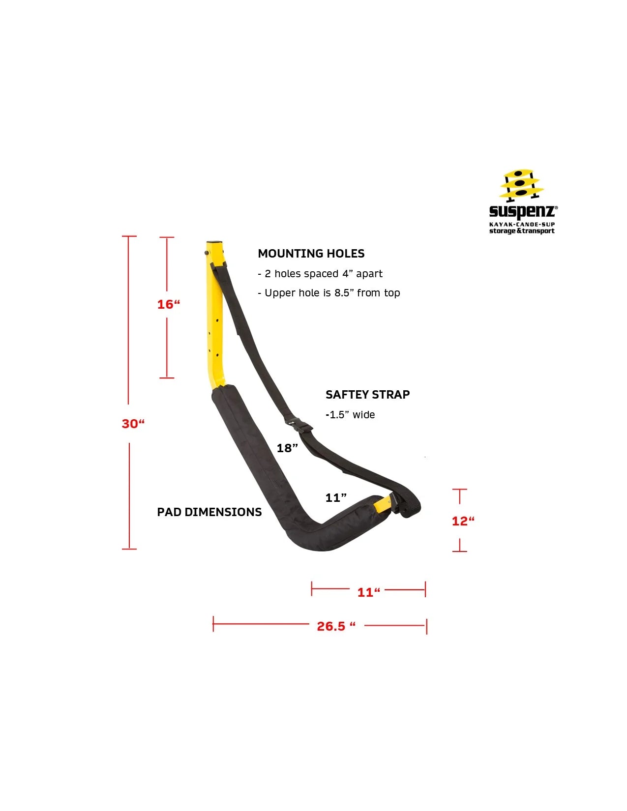 Big EZ Large Kayak Wall Storage Rack - Suspenz