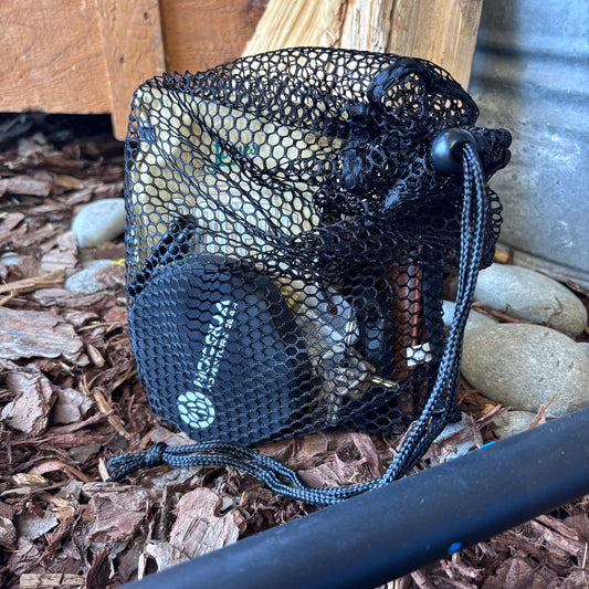 Yakworks - Black Nylon Mesh Drawstring Bag – 8" x 14"