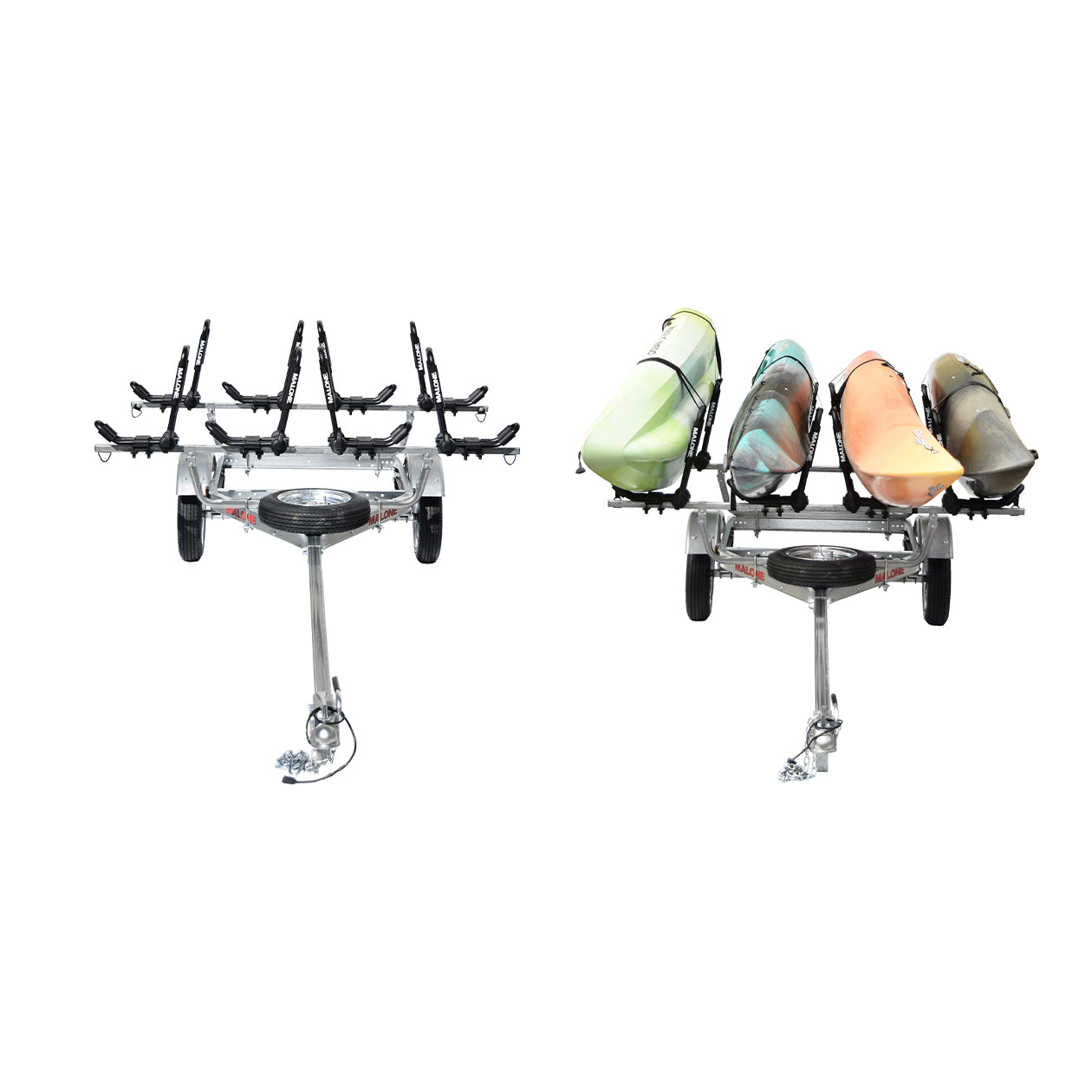 Malone MicroSport™ 4 Kayak Trailer Package (4 Sets J-Racks, Spare Tire)