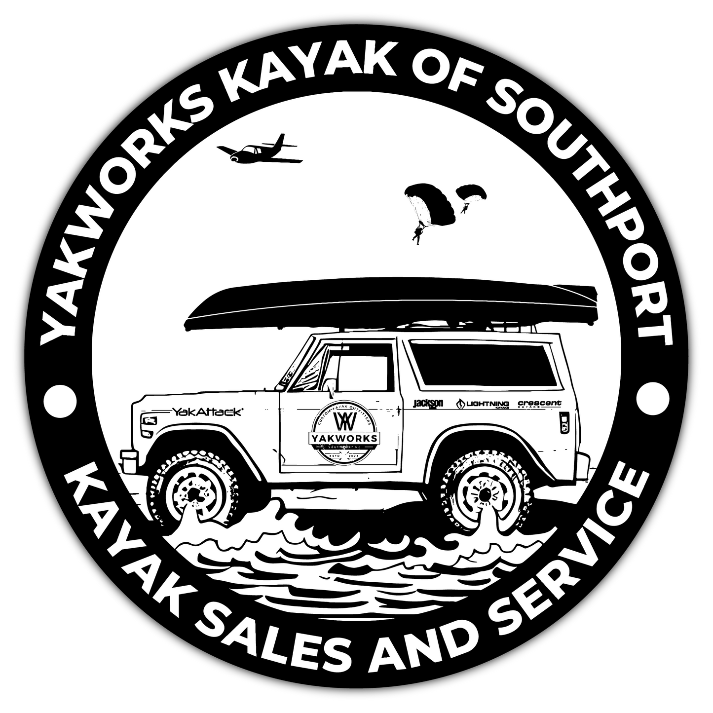 Yakworks Kayak - 6" Window Sticker - Southport Bronco