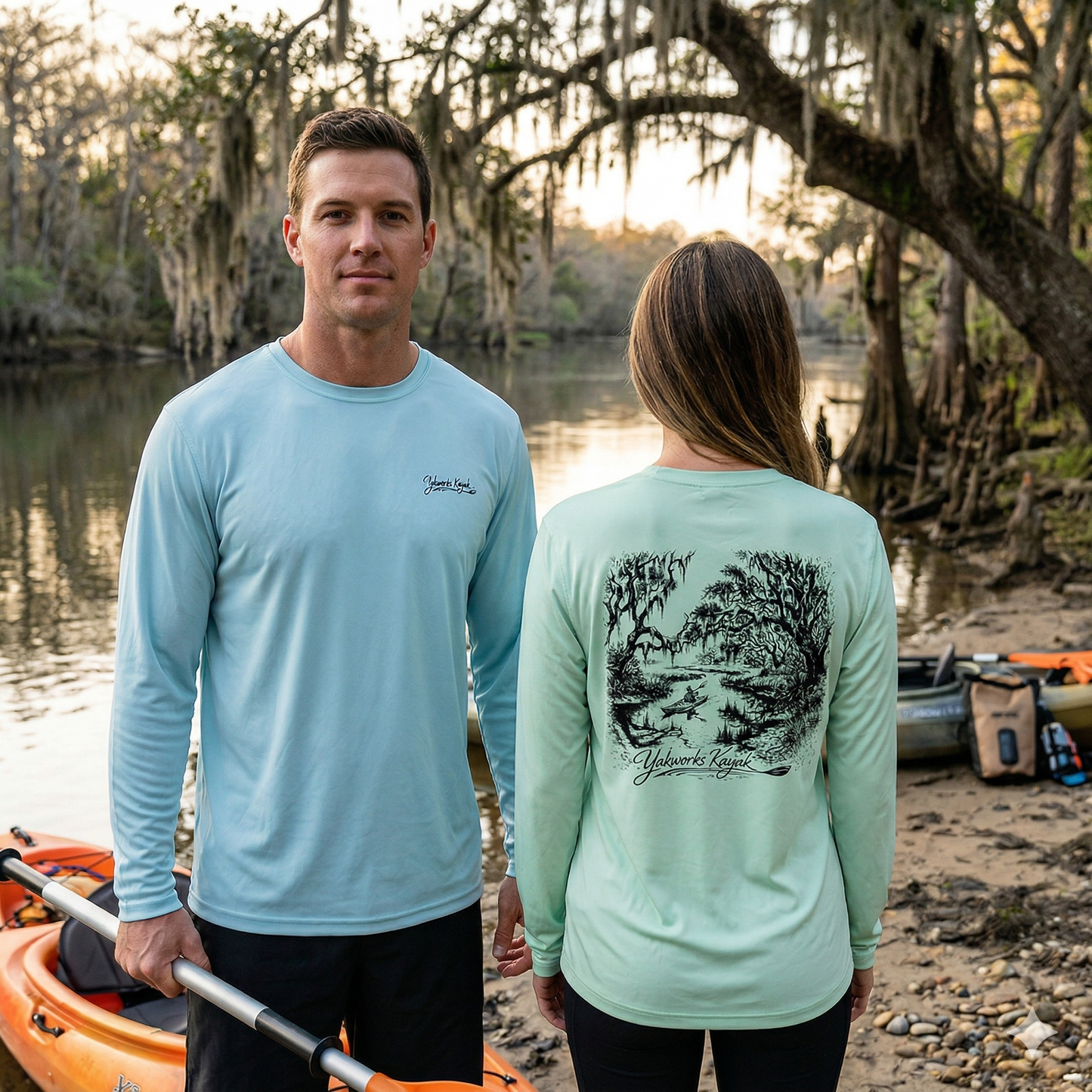 "The Swamp Spirit" Performance Long Sleeve Kayaking Shirt - UPF 50+ Sunblocking