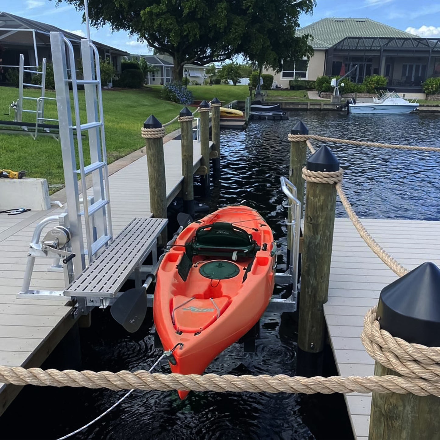 Winch Driven Kayak Dock Launch - Aluminum and Stainless Steel