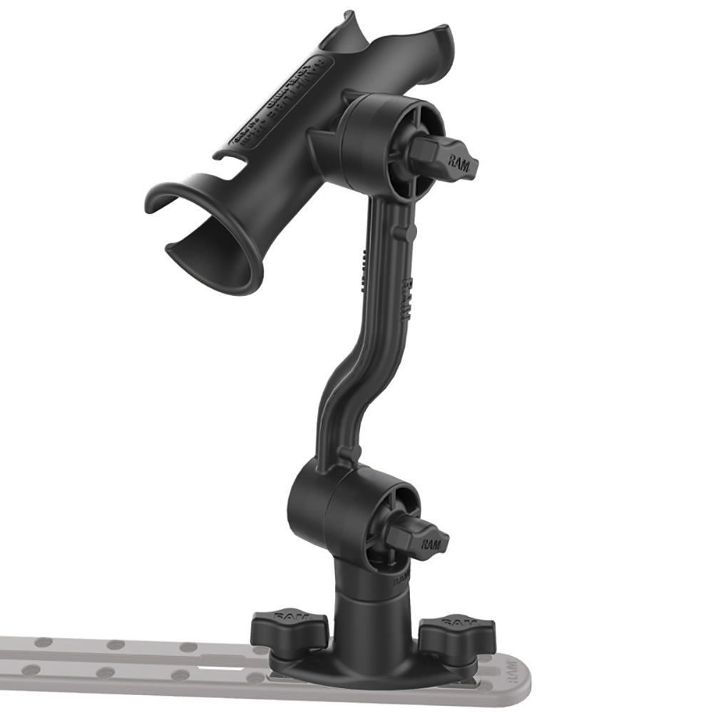 RAM Tube Jr.™ Rod Holder with Spline Post, Extension Arm and Track Base - Ram Mounts